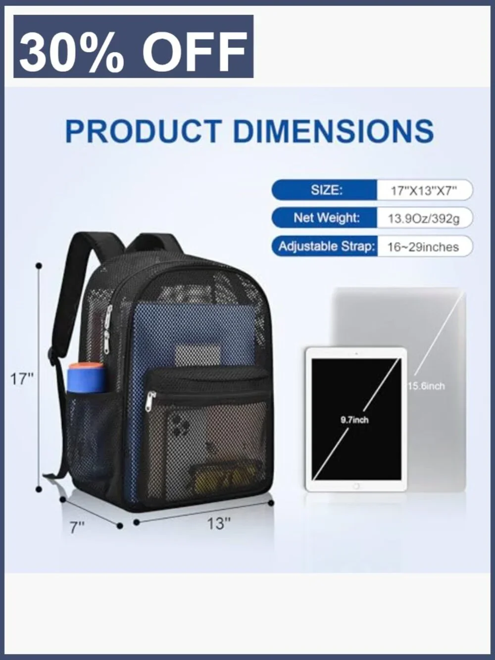Semi-Transparent Mesh Backpack for School Sport Travel